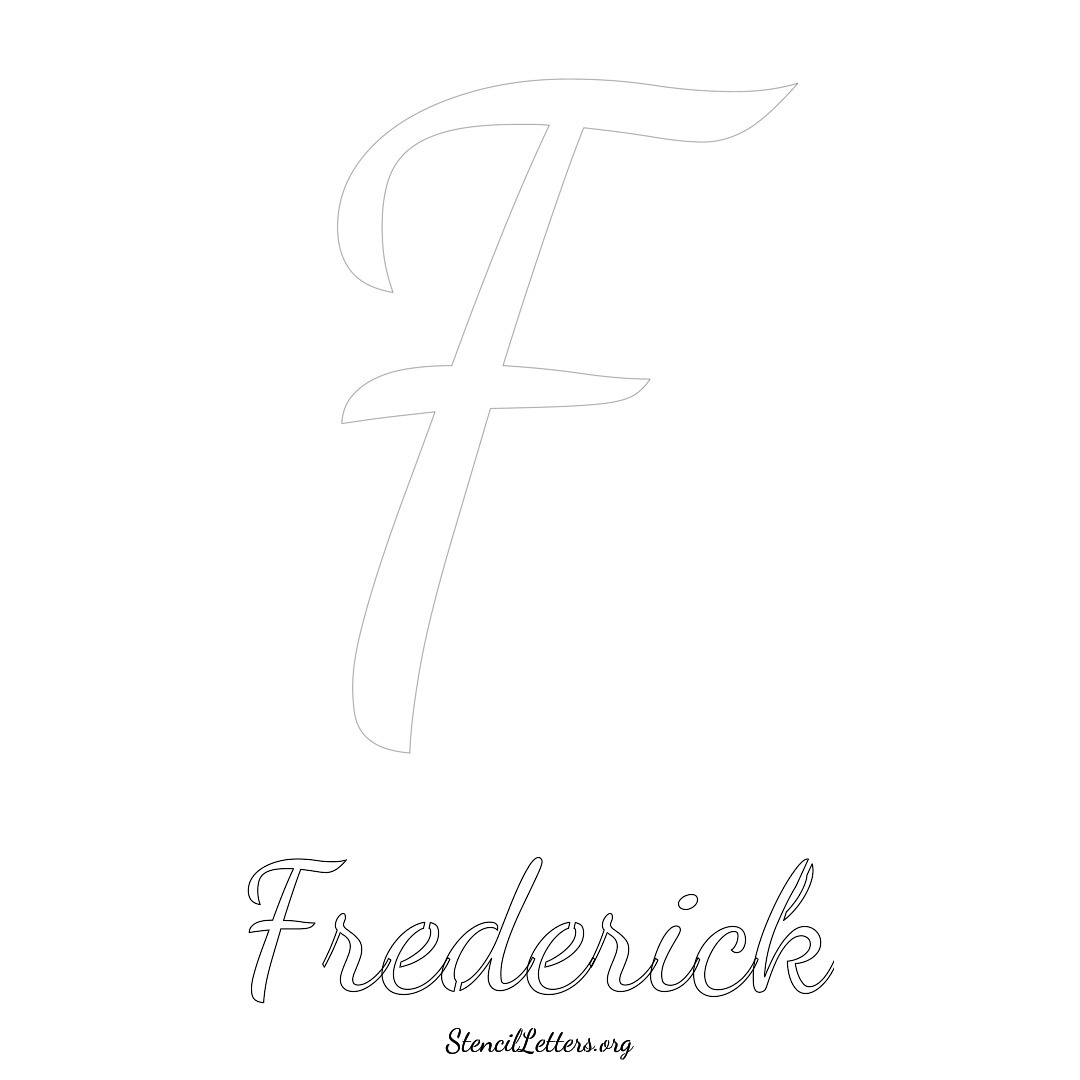 Frederick printable name initial stencil in Cursive Script Lettering