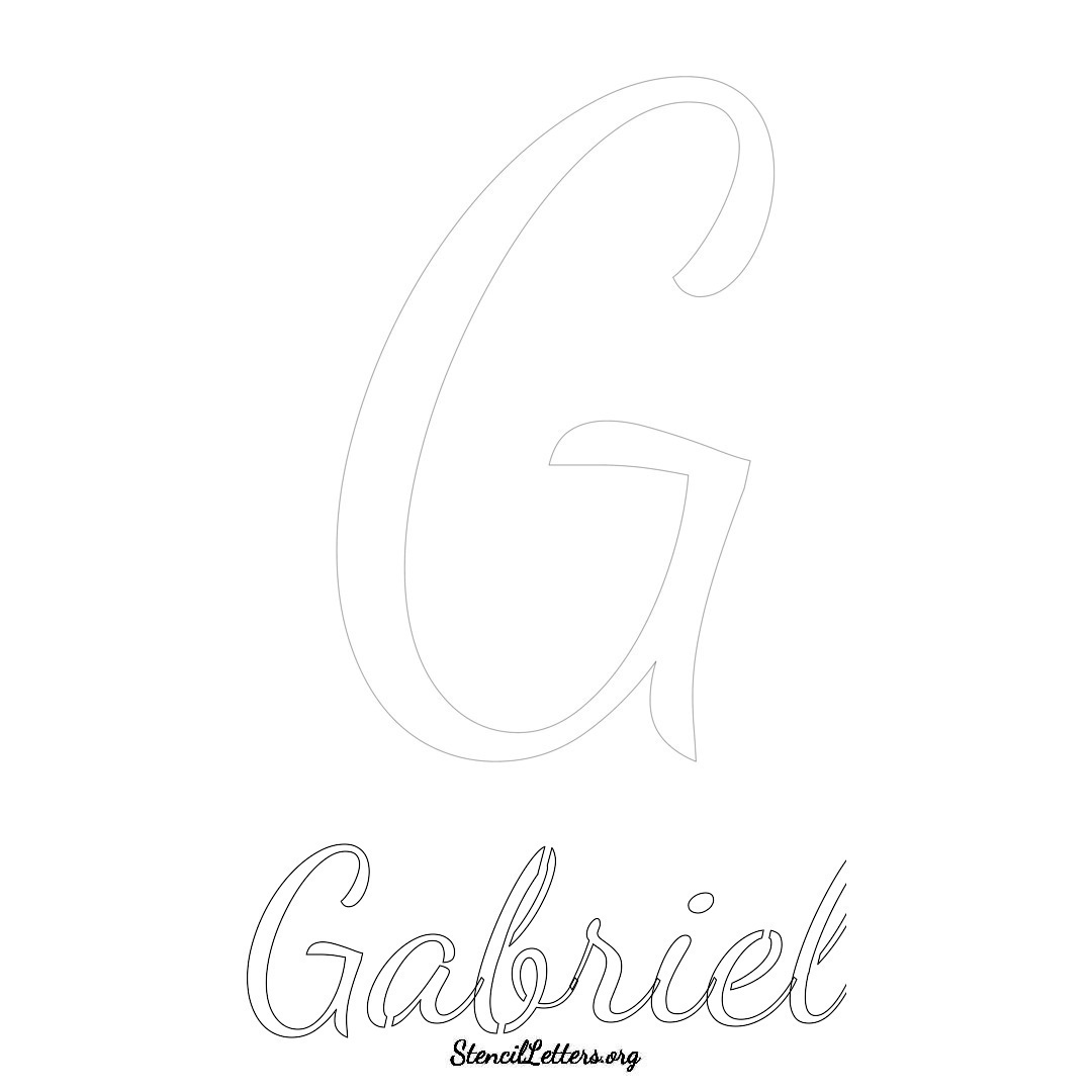 Gabriel printable name initial stencil in Cursive Script Lettering