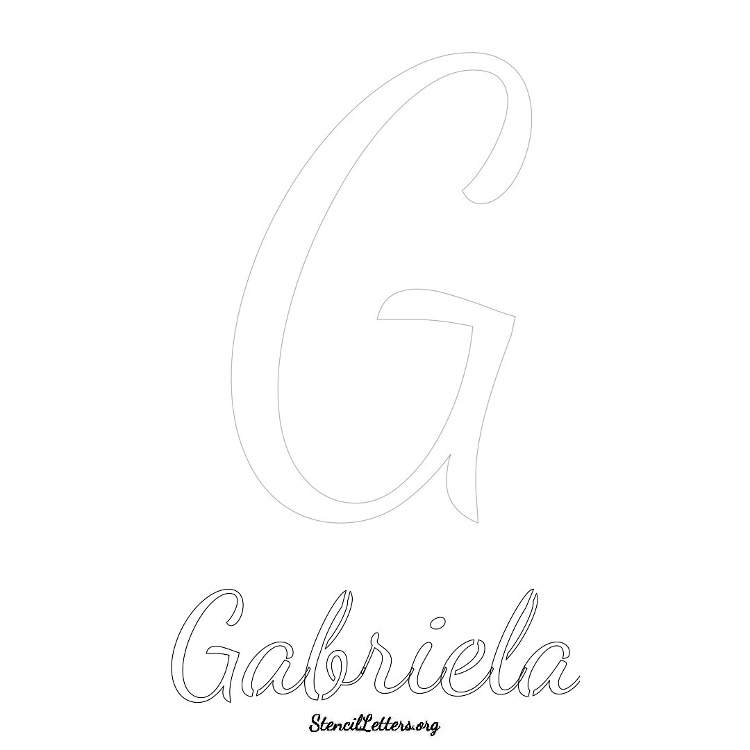 Gabriela printable name initial stencil in Cursive Script Lettering