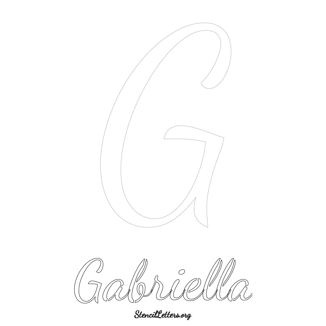 Gabriella printable name initial stencil in Cursive Script Lettering