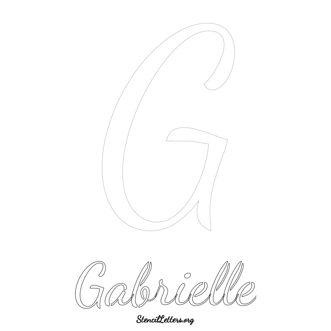 Gabrielle printable name initial stencil in Cursive Script Lettering