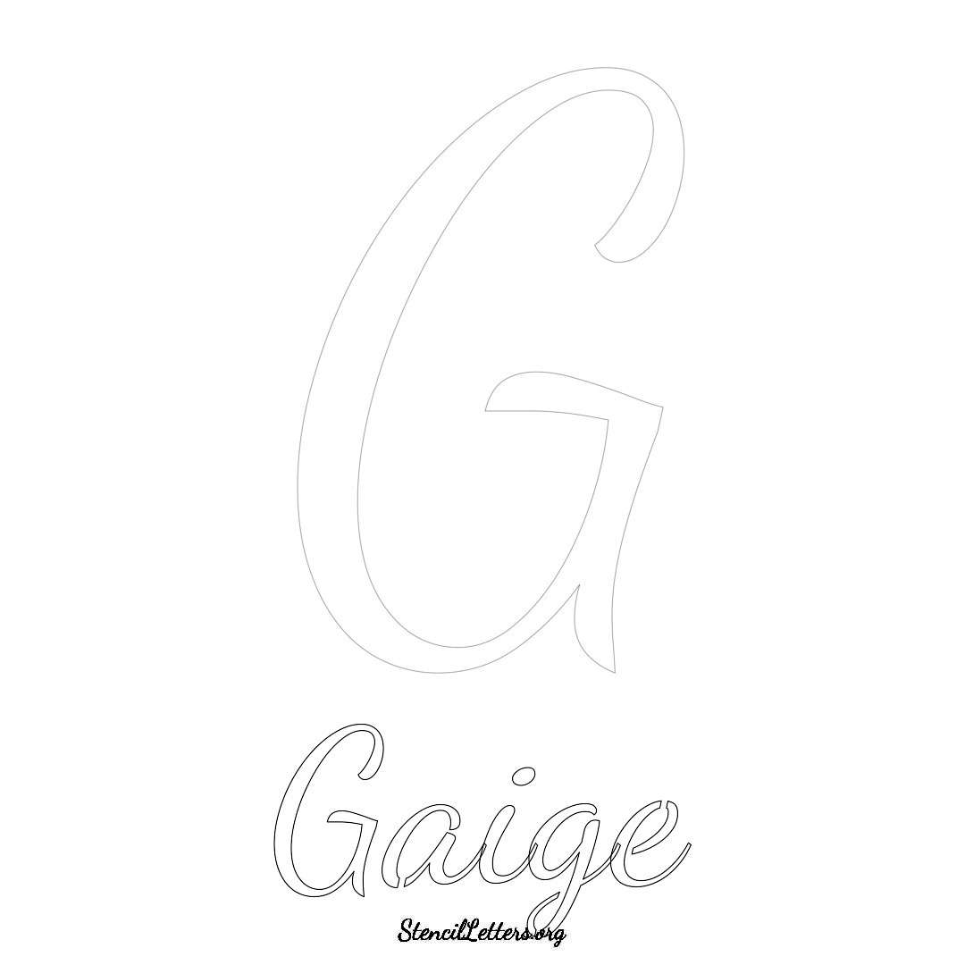 Gaige printable name initial stencil in Cursive Script Lettering