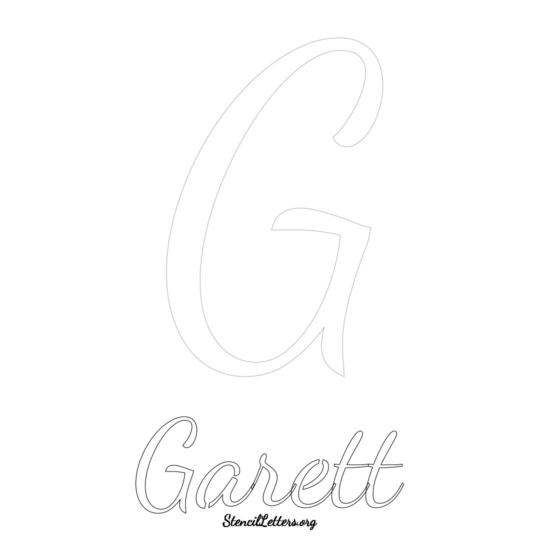 Garett printable name initial stencil in Cursive Script Lettering