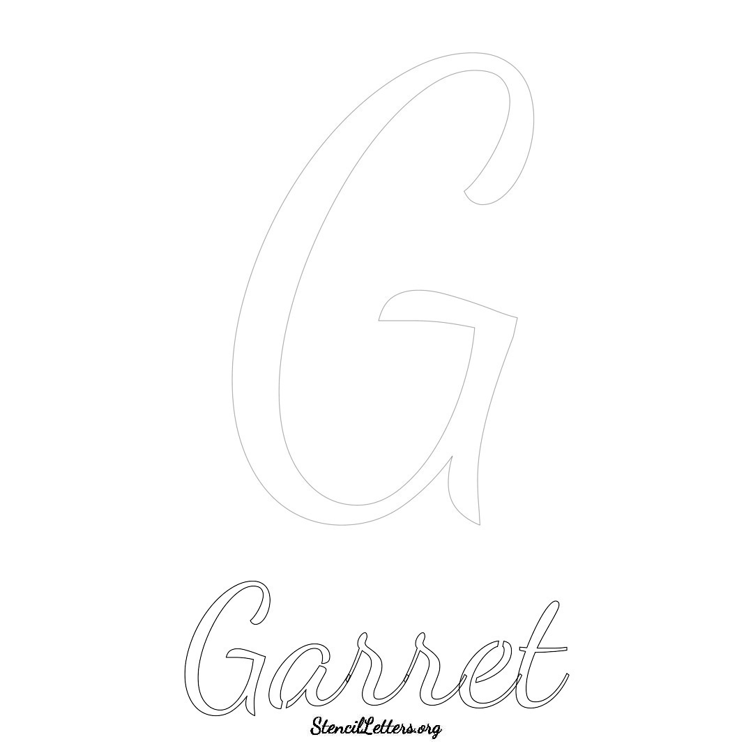 Garret printable name initial stencil in Cursive Script Lettering