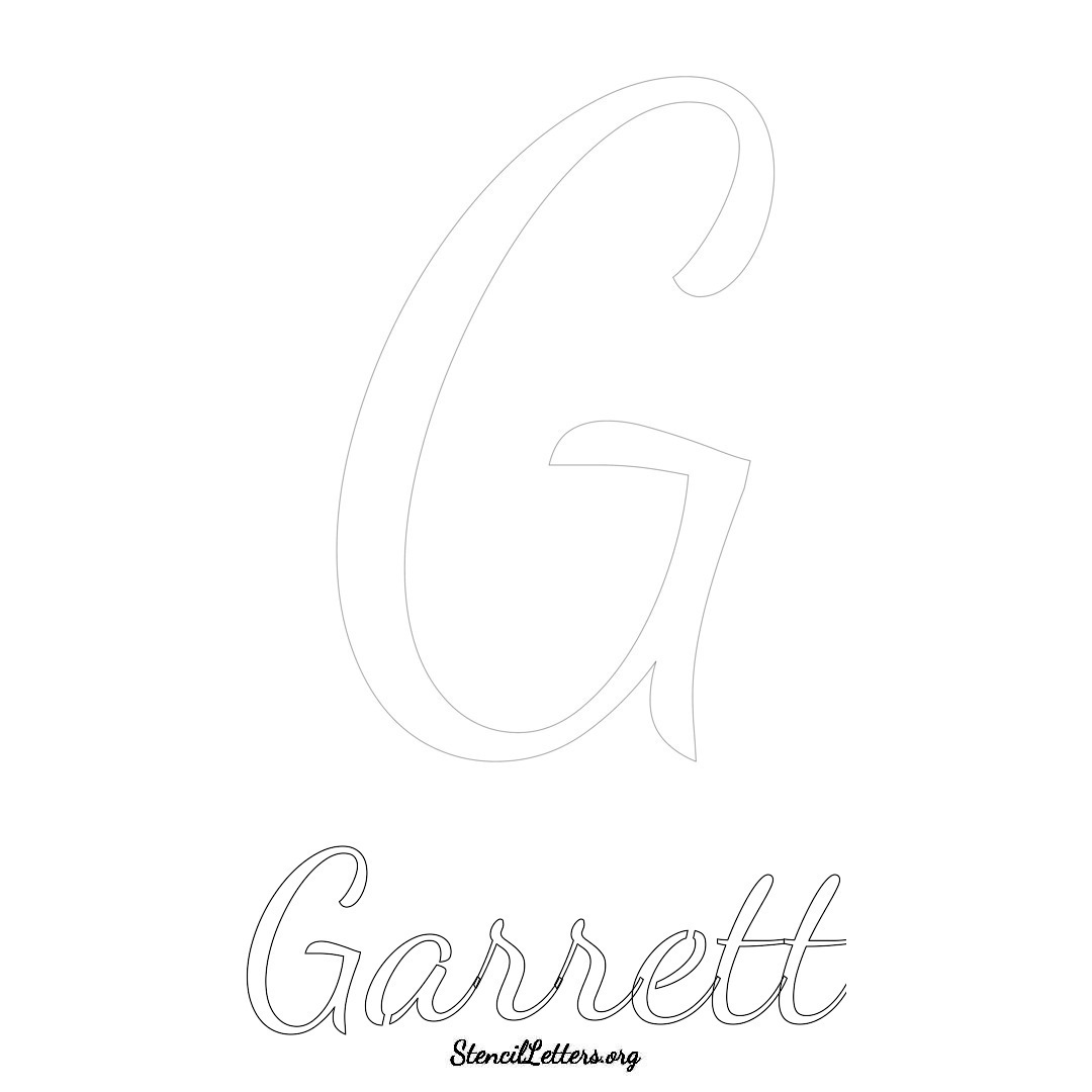 Garrett printable name initial stencil in Cursive Script Lettering