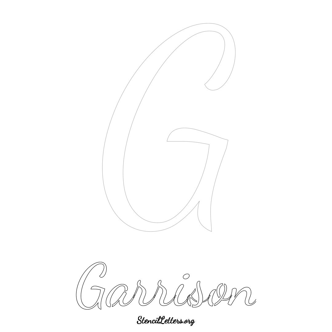 Garrison printable name initial stencil in Cursive Script Lettering