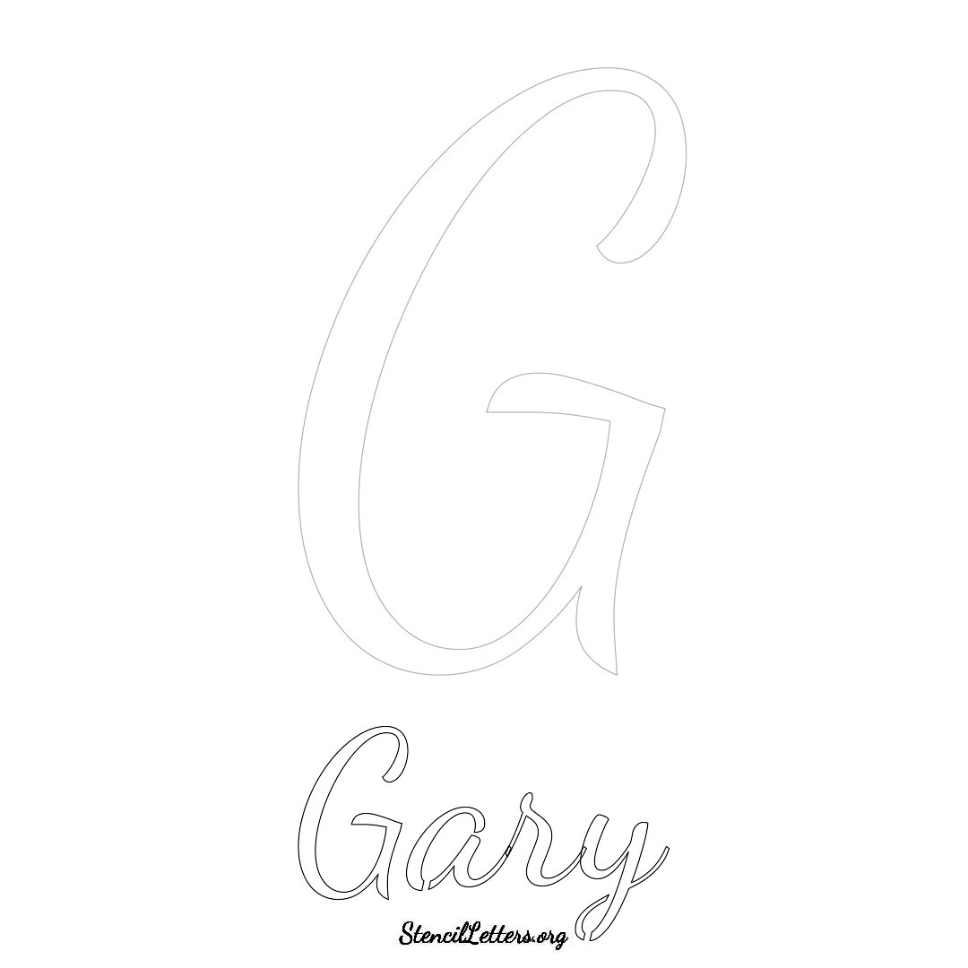 Gary printable name initial stencil in Cursive Script Lettering