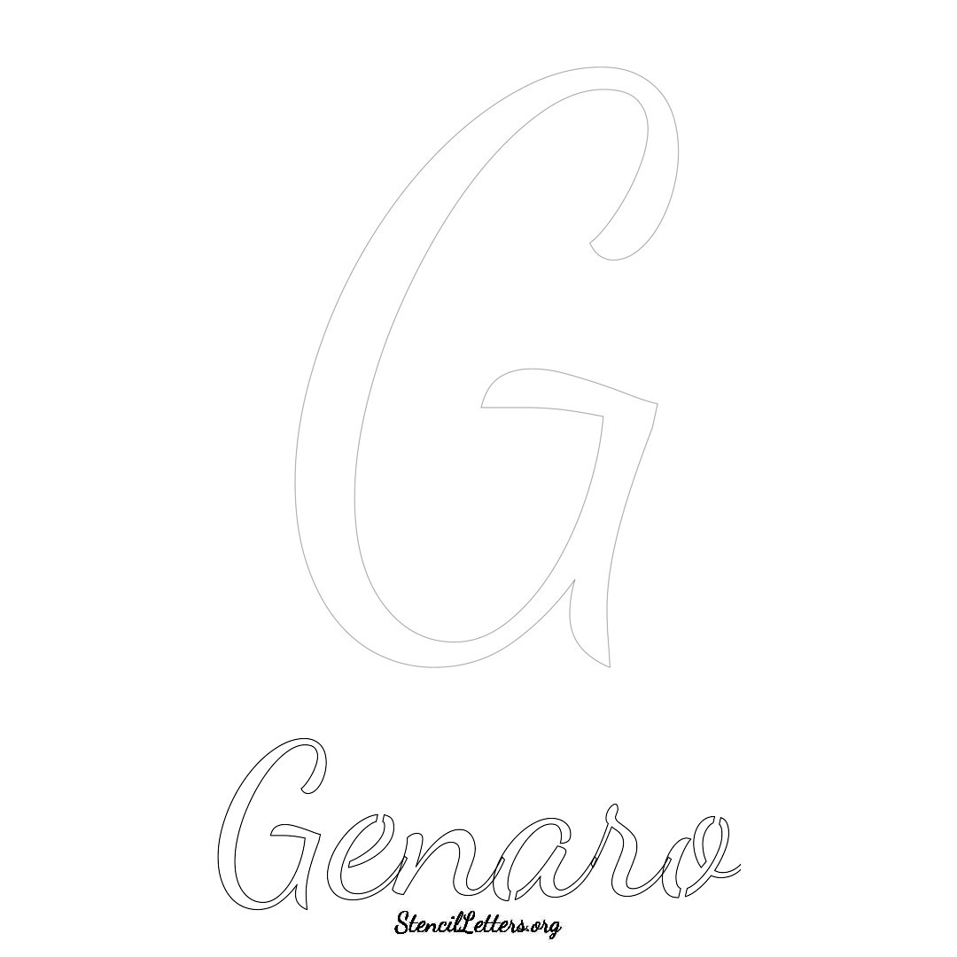 Genaro printable name initial stencil in Cursive Script Lettering