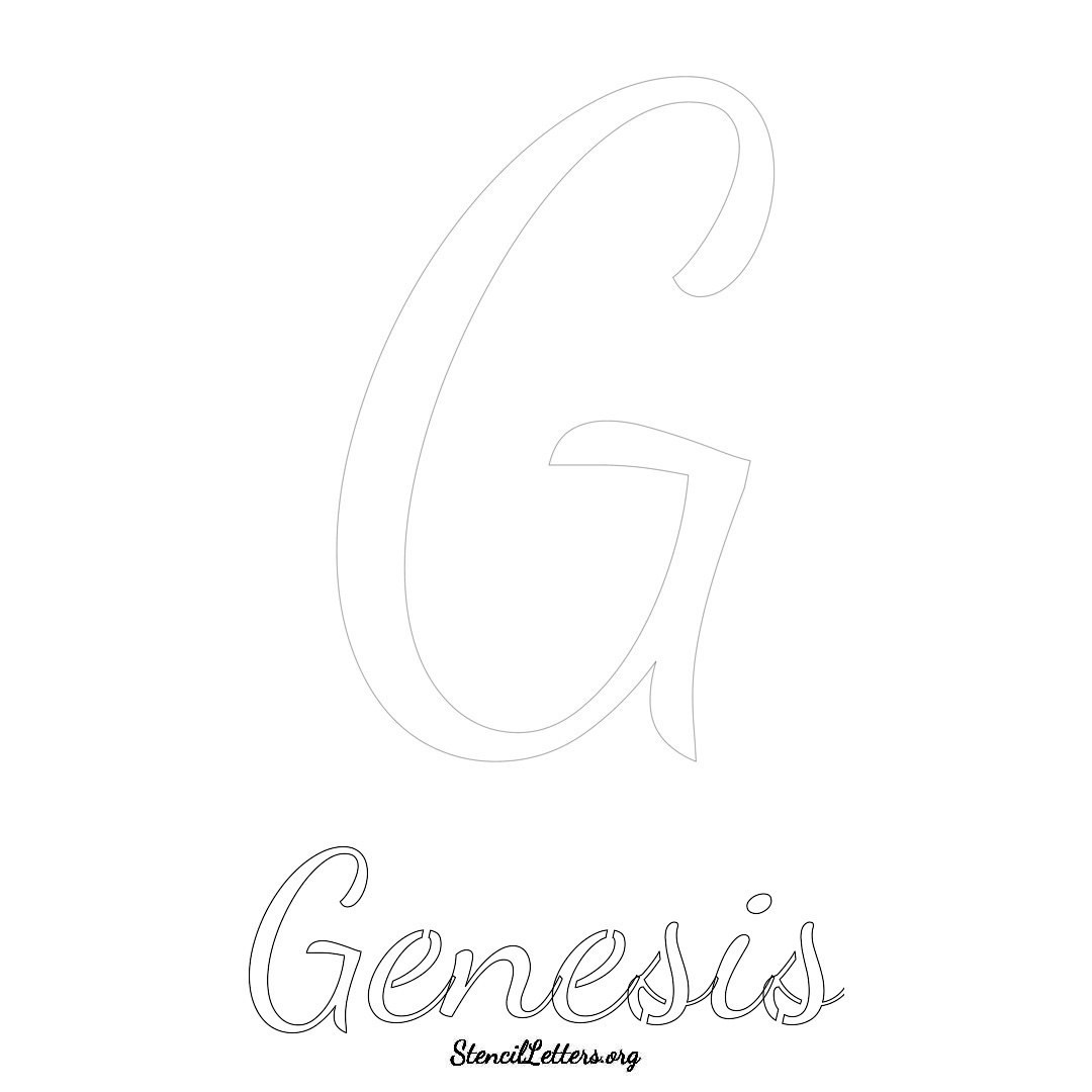Genesis printable name initial stencil in Cursive Script Lettering