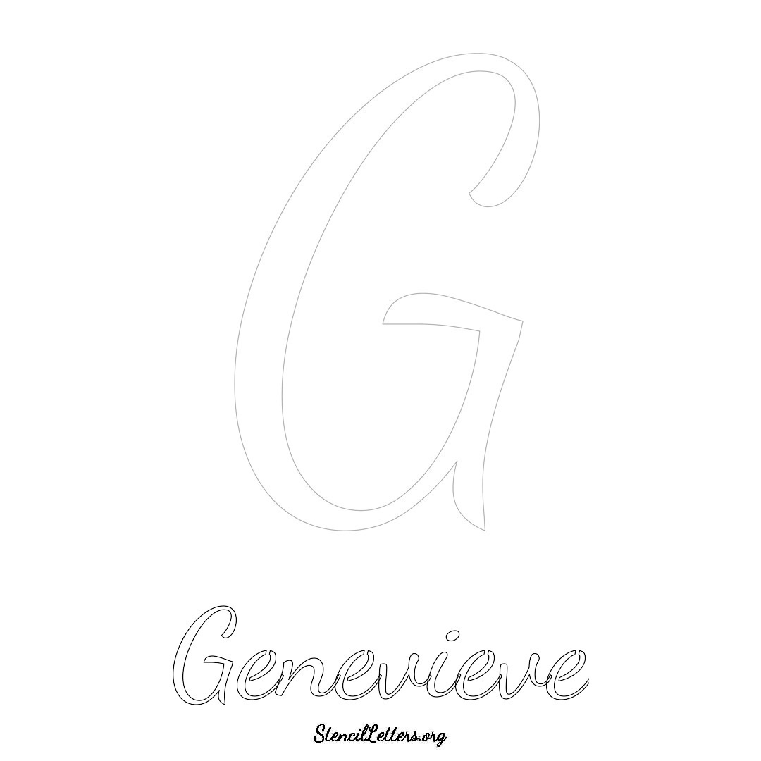 Genevieve printable name initial stencil in Cursive Script Lettering