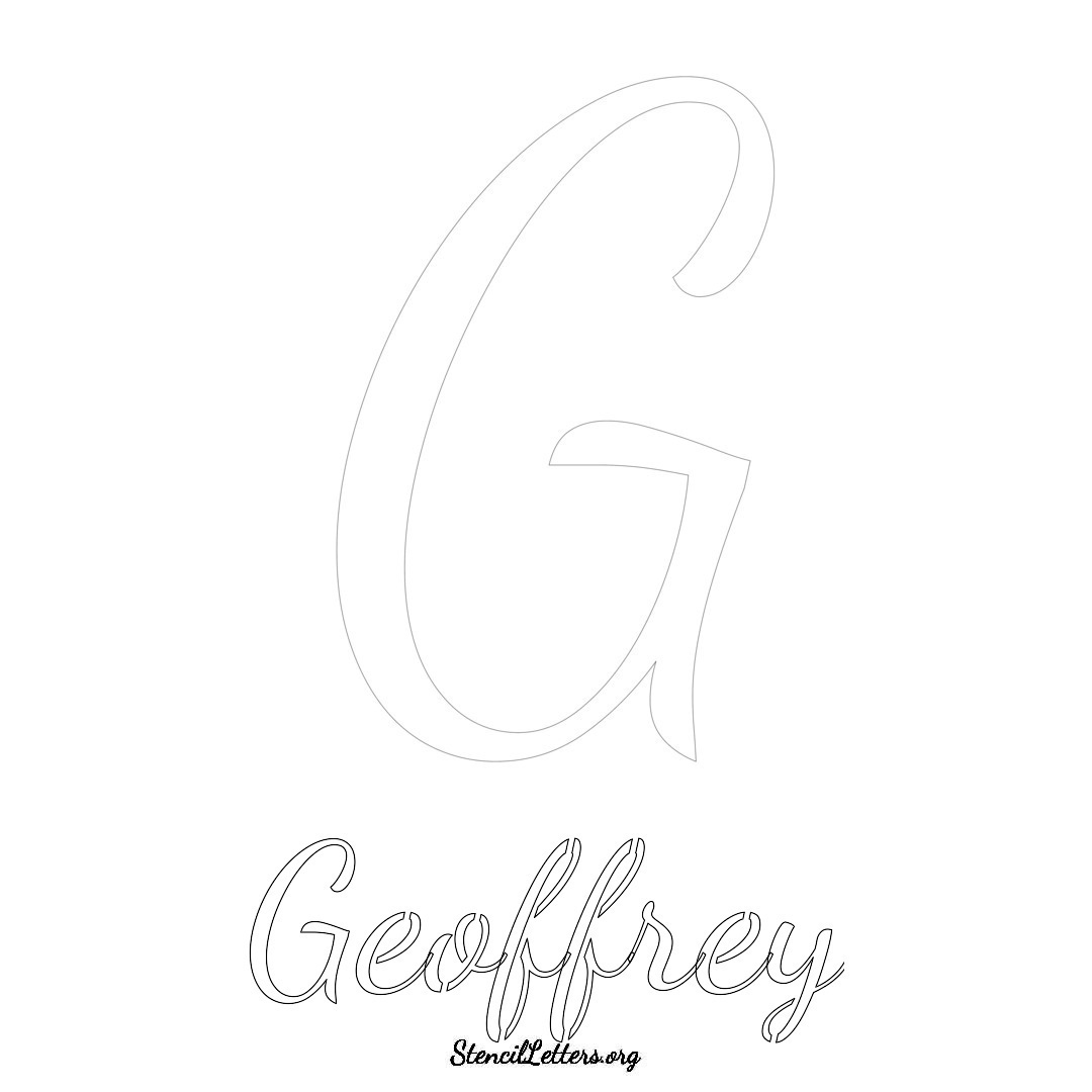 Geoffrey printable name initial stencil in Cursive Script Lettering