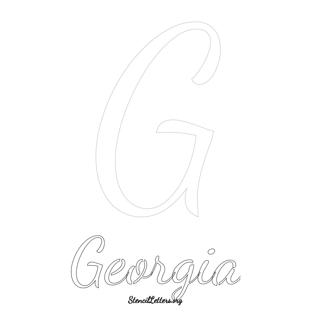 Georgia printable name initial stencil in Cursive Script Lettering