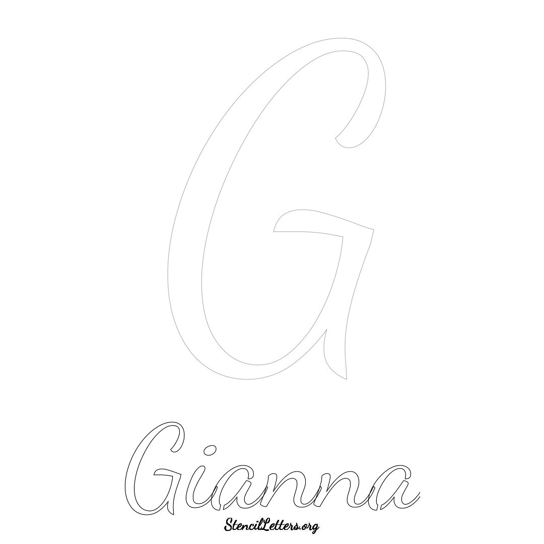 Gianna printable name initial stencil in Cursive Script Lettering