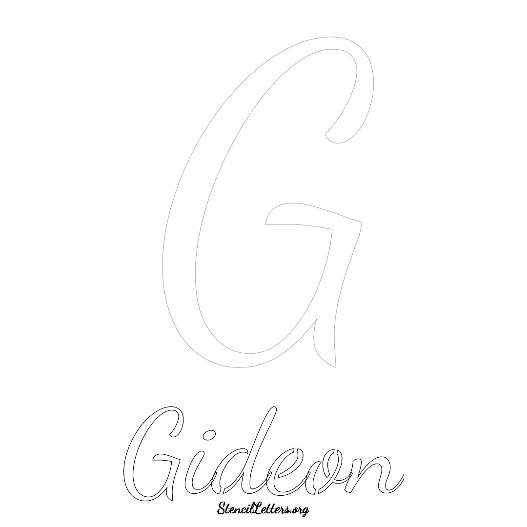 Gideon printable name initial stencil in Cursive Script Lettering