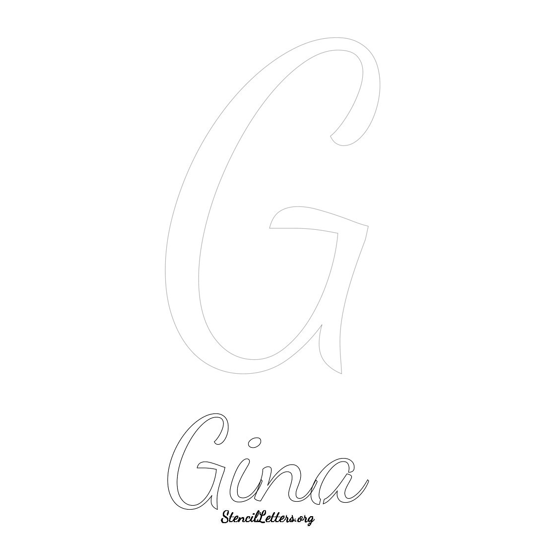 Gina printable name initial stencil in Cursive Script Lettering