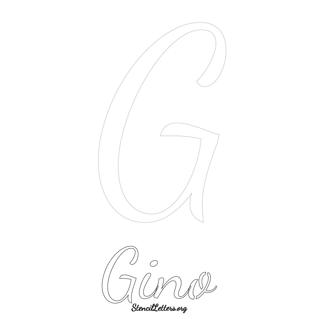 Gino printable name initial stencil in Cursive Script Lettering