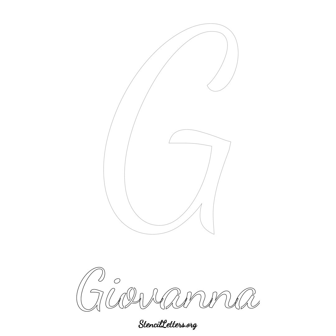 Giovanna printable name initial stencil in Cursive Script Lettering