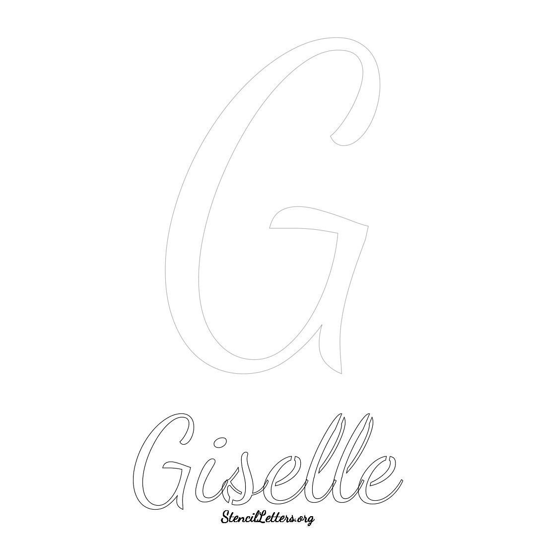 Giselle printable name initial stencil in Cursive Script Lettering