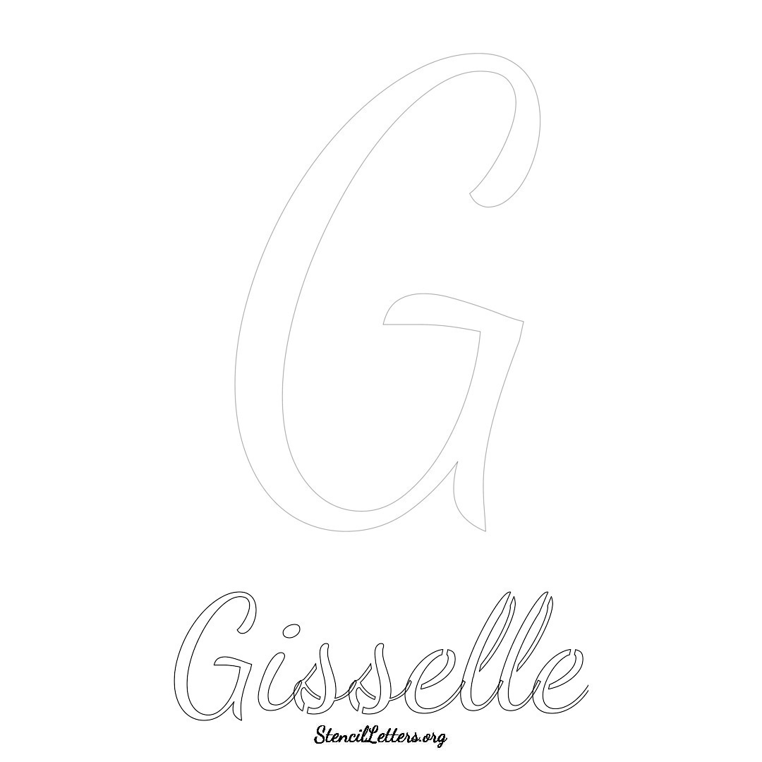 Gisselle printable name initial stencil in Cursive Script Lettering