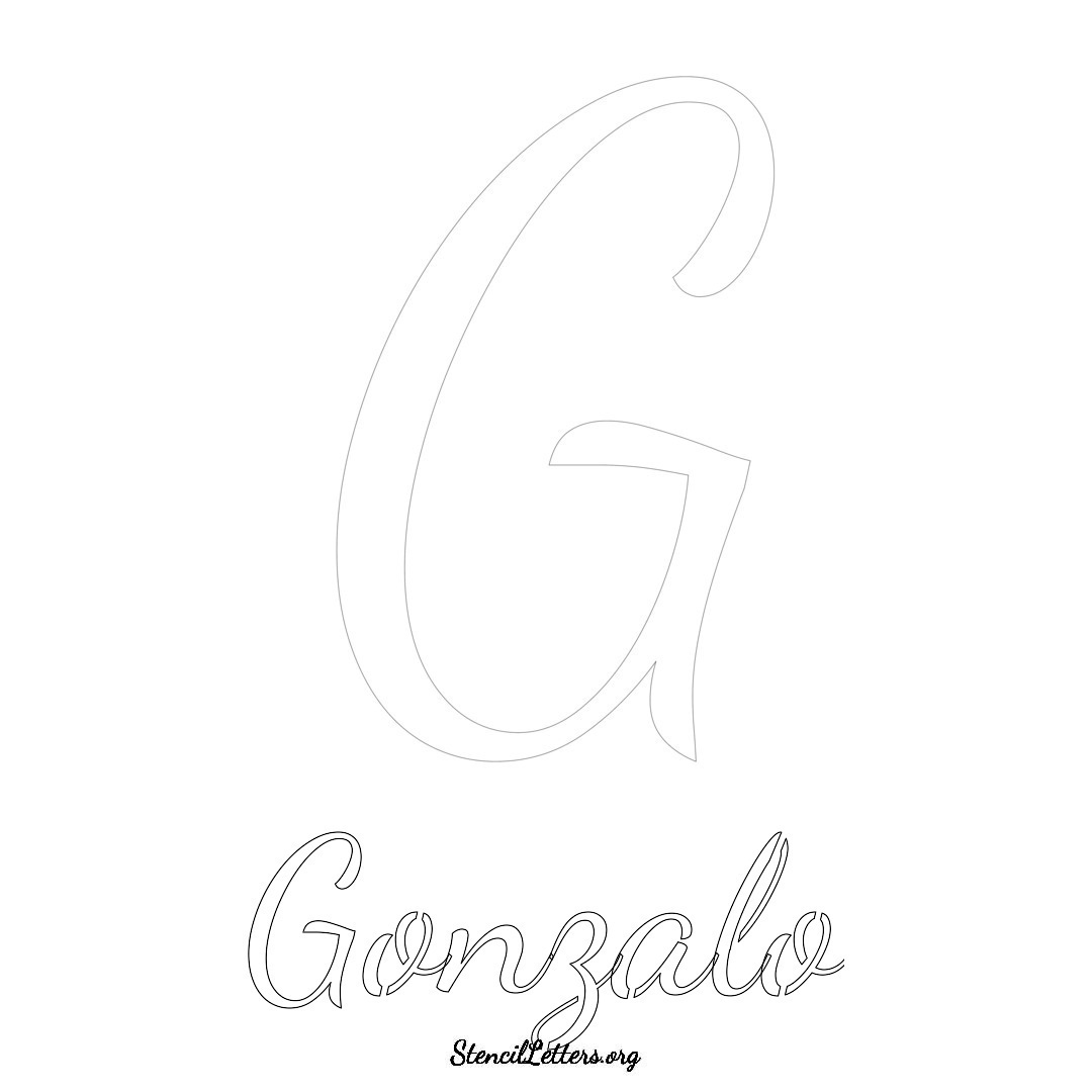 Gonzalo printable name initial stencil in Cursive Script Lettering