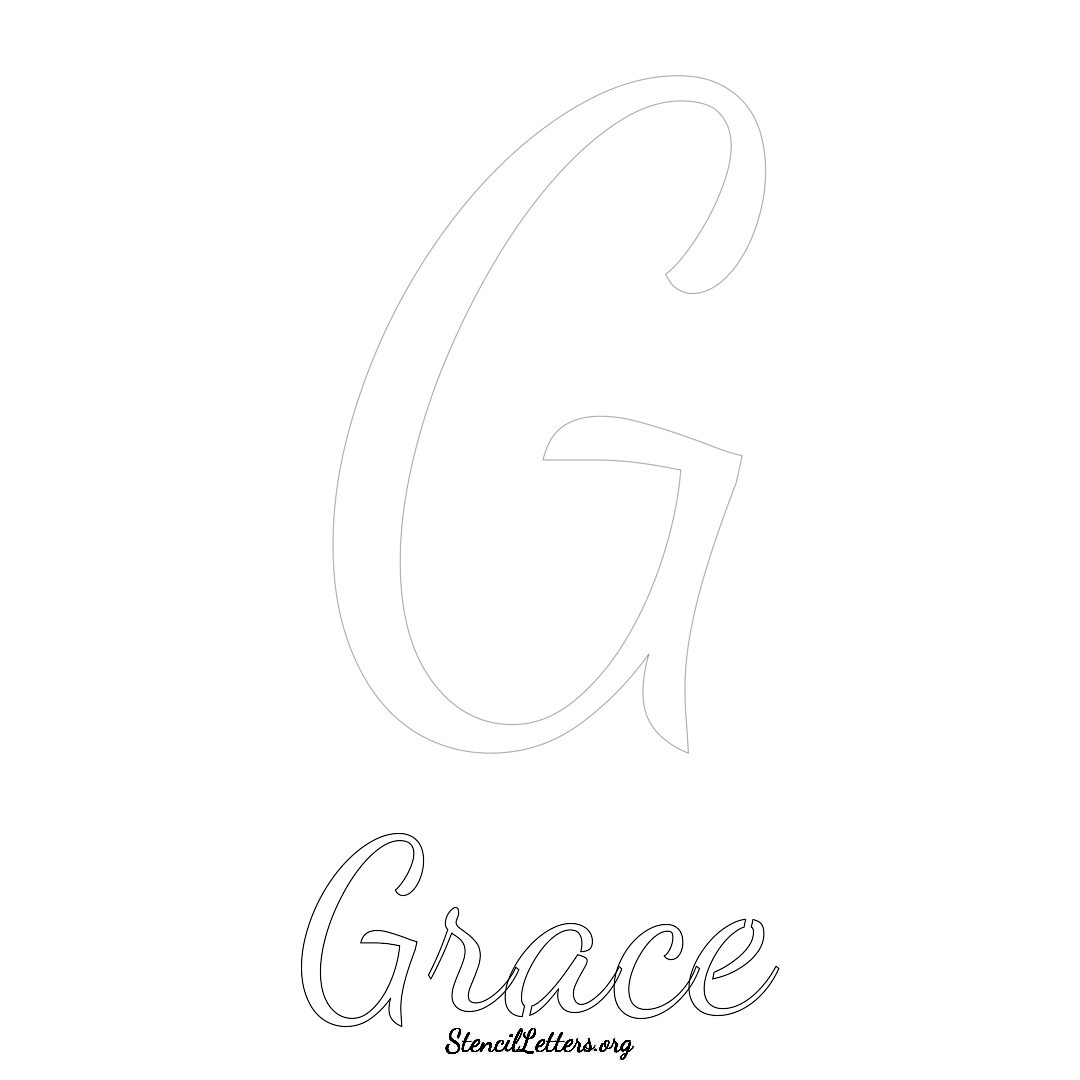 Grace printable name initial stencil in Cursive Script Lettering