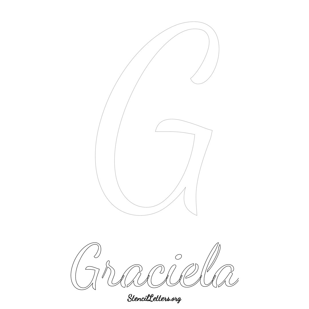 Graciela printable name initial stencil in Cursive Script Lettering