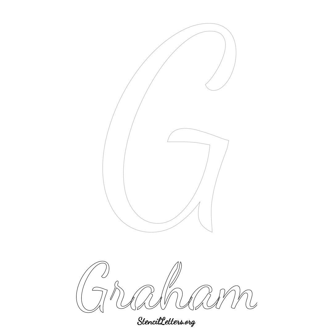 Graham printable name initial stencil in Cursive Script Lettering