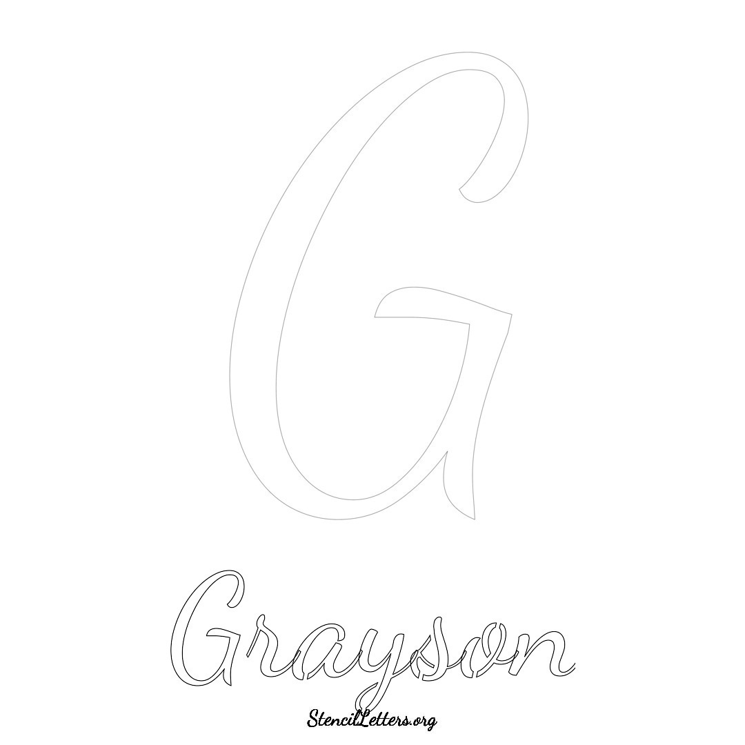 Grayson printable name initial stencil in Cursive Script Lettering