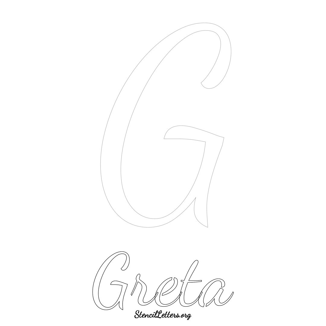 Greta printable name initial stencil in Cursive Script Lettering