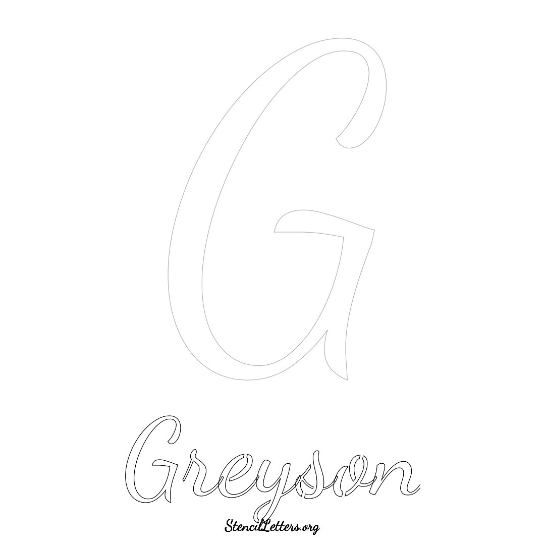 Greyson printable name initial stencil in Cursive Script Lettering