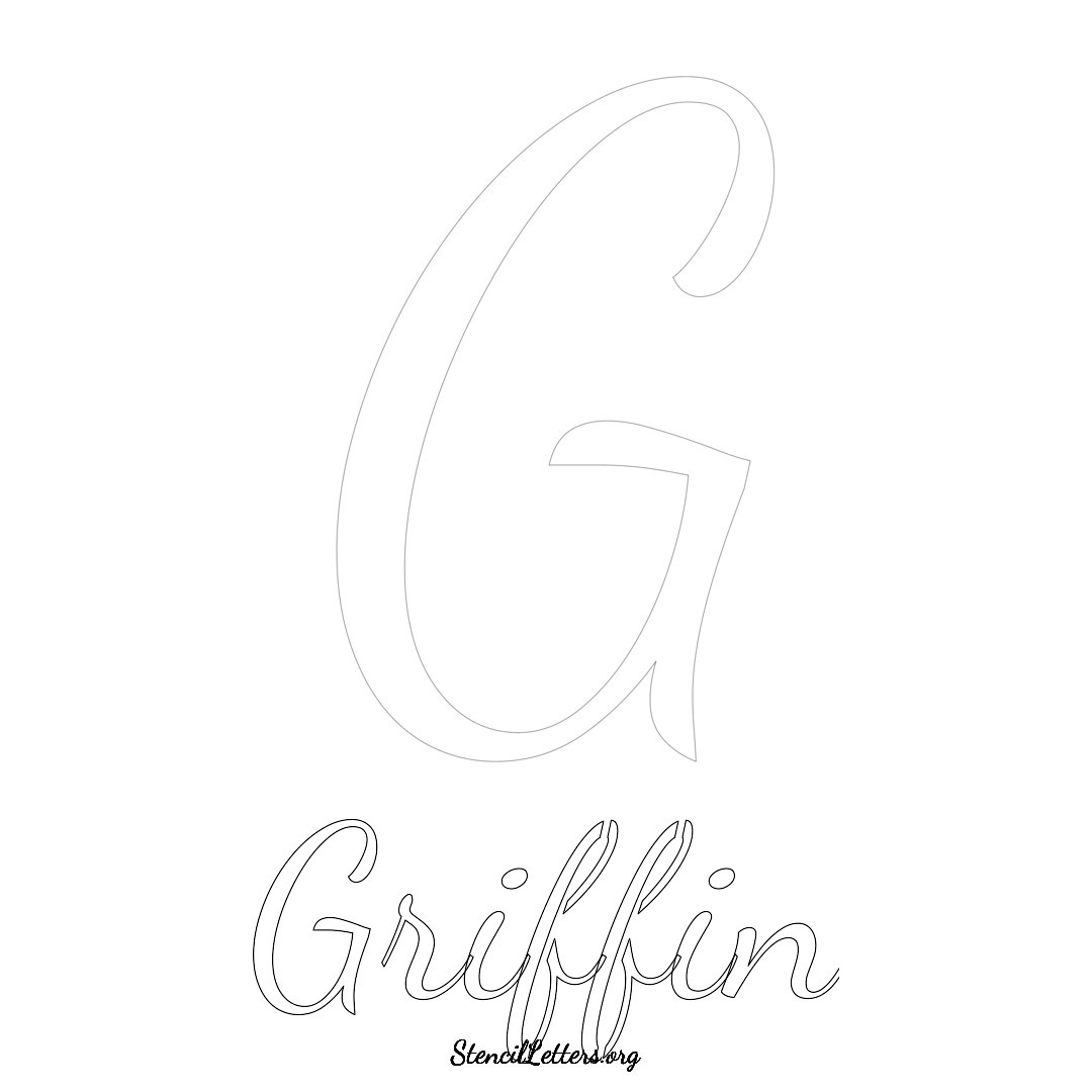 Griffin printable name initial stencil in Cursive Script Lettering