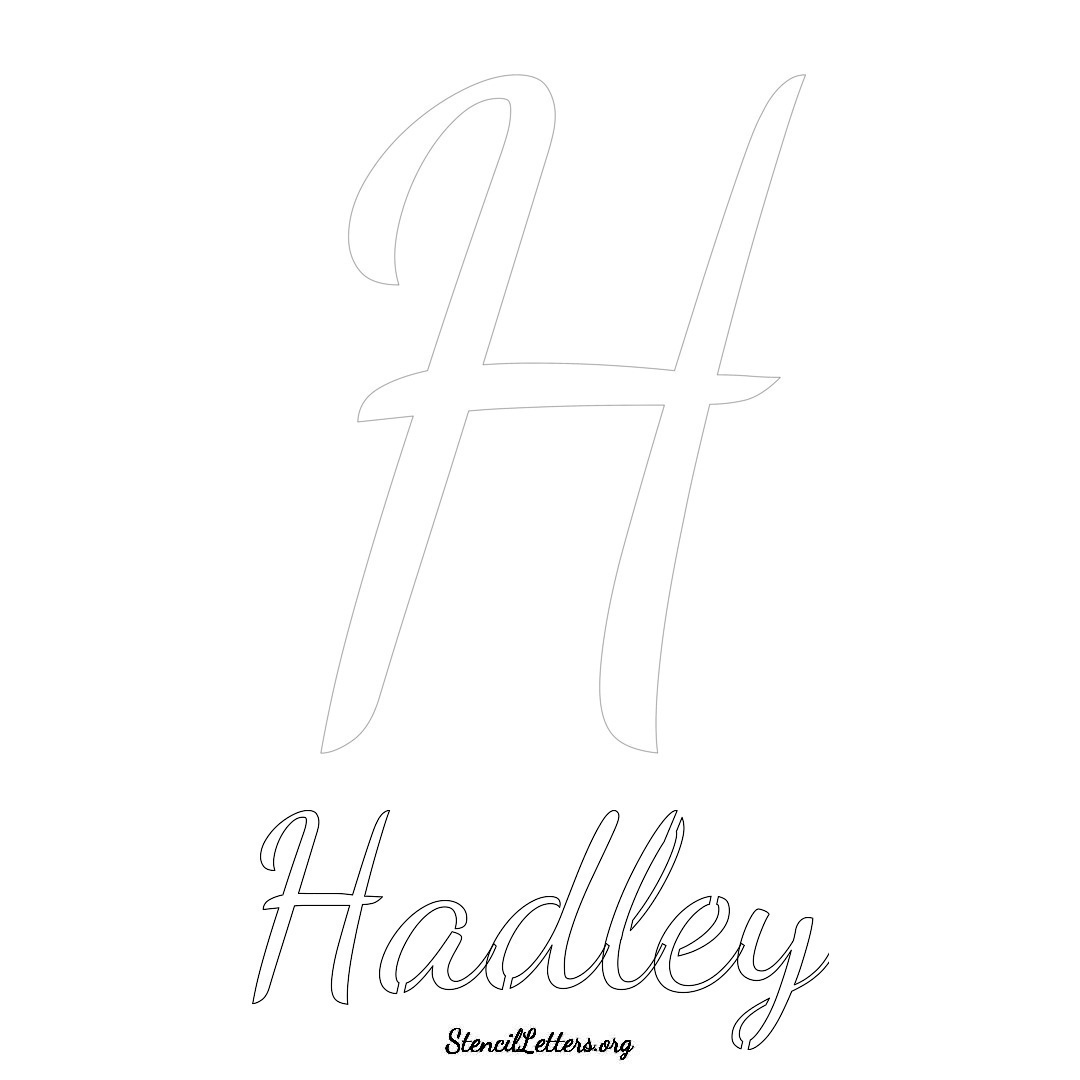 Hadley printable name initial stencil in Cursive Script Lettering