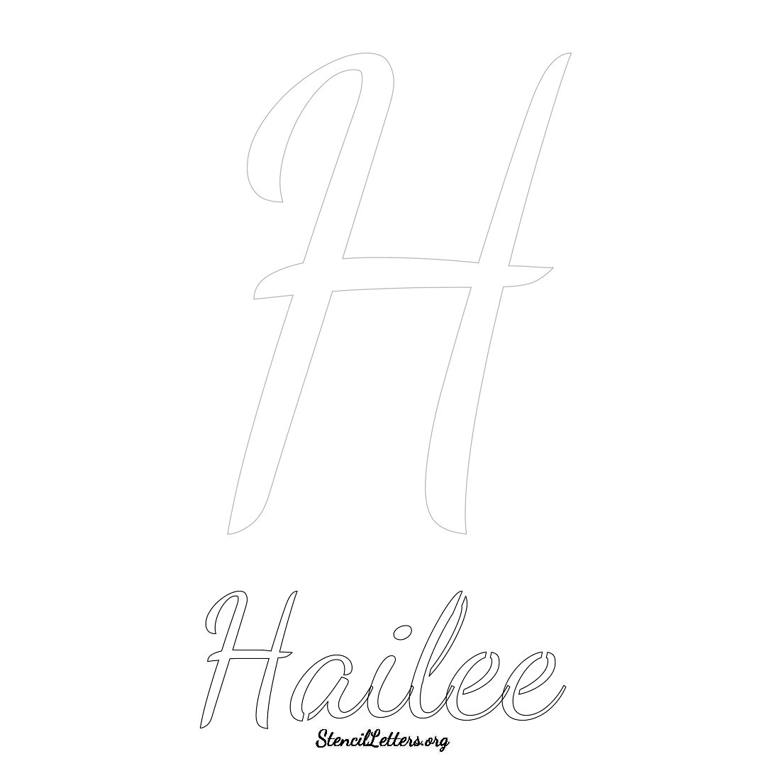 Hailee printable name initial stencil in Cursive Script Lettering