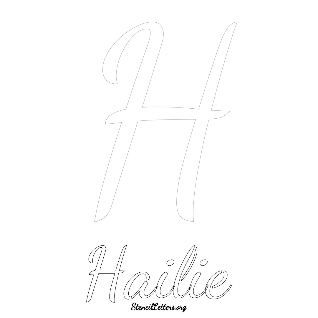 Hailie printable name initial stencil in Cursive Script Lettering