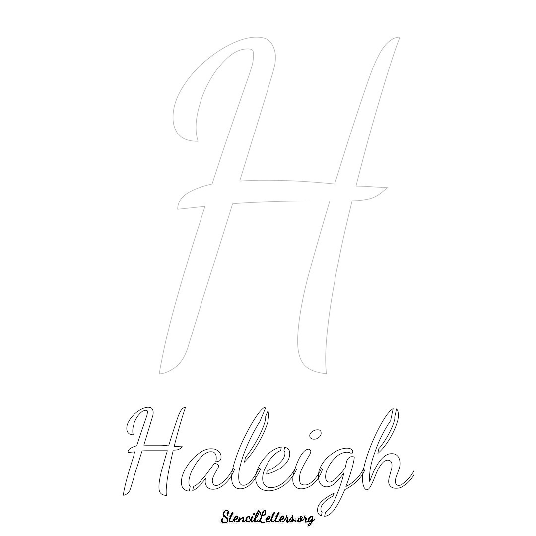 Haleigh printable name initial stencil in Cursive Script Lettering