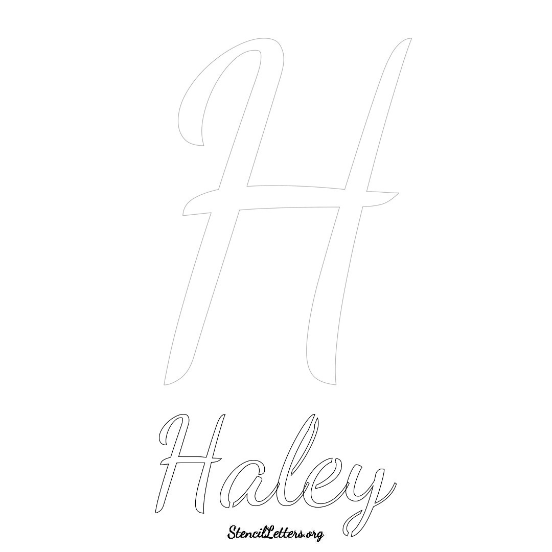 Haley printable name initial stencil in Cursive Script Lettering