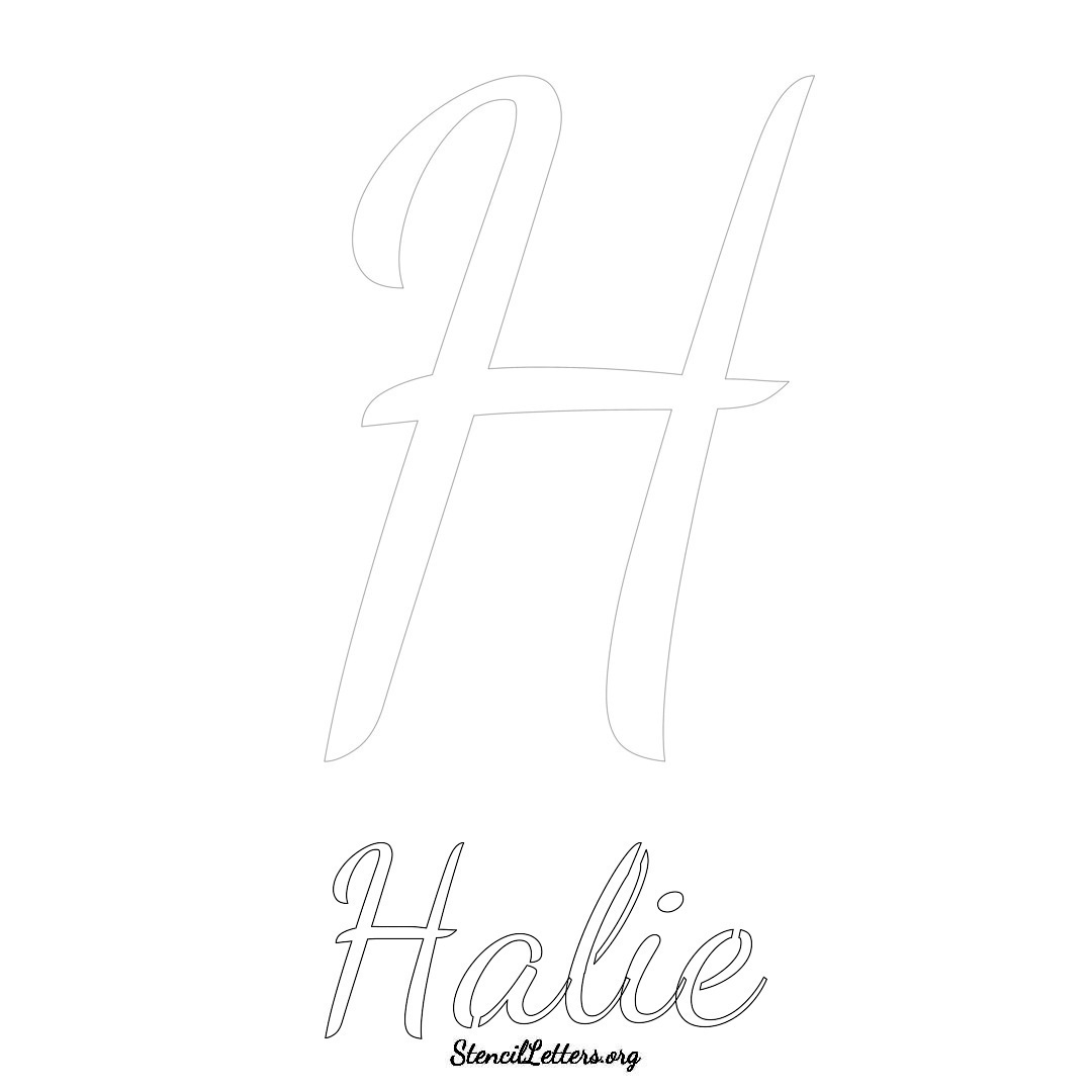 Halie printable name initial stencil in Cursive Script Lettering