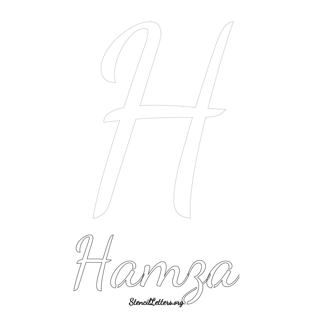 Hamza printable name initial stencil in Cursive Script Lettering
