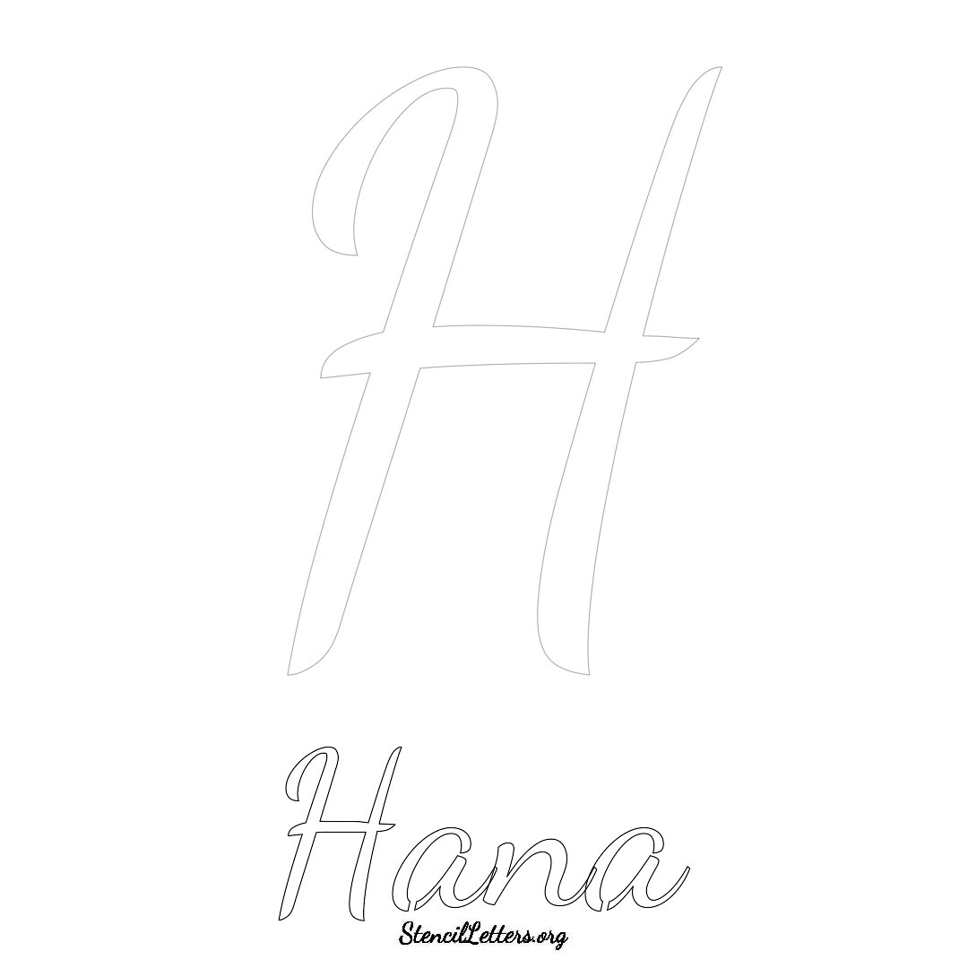 Hana printable name initial stencil in Cursive Script Lettering