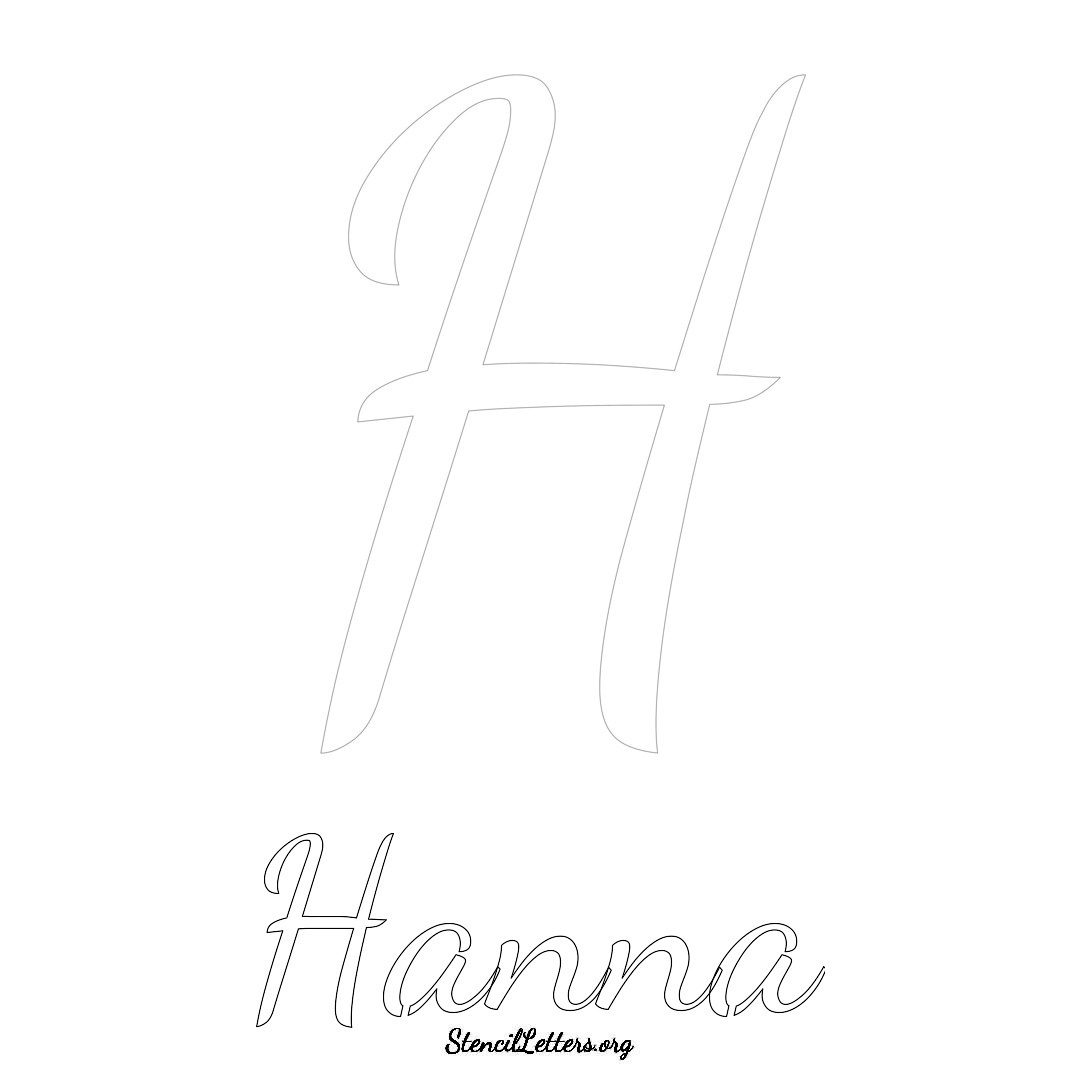 Hanna printable name initial stencil in Cursive Script Lettering