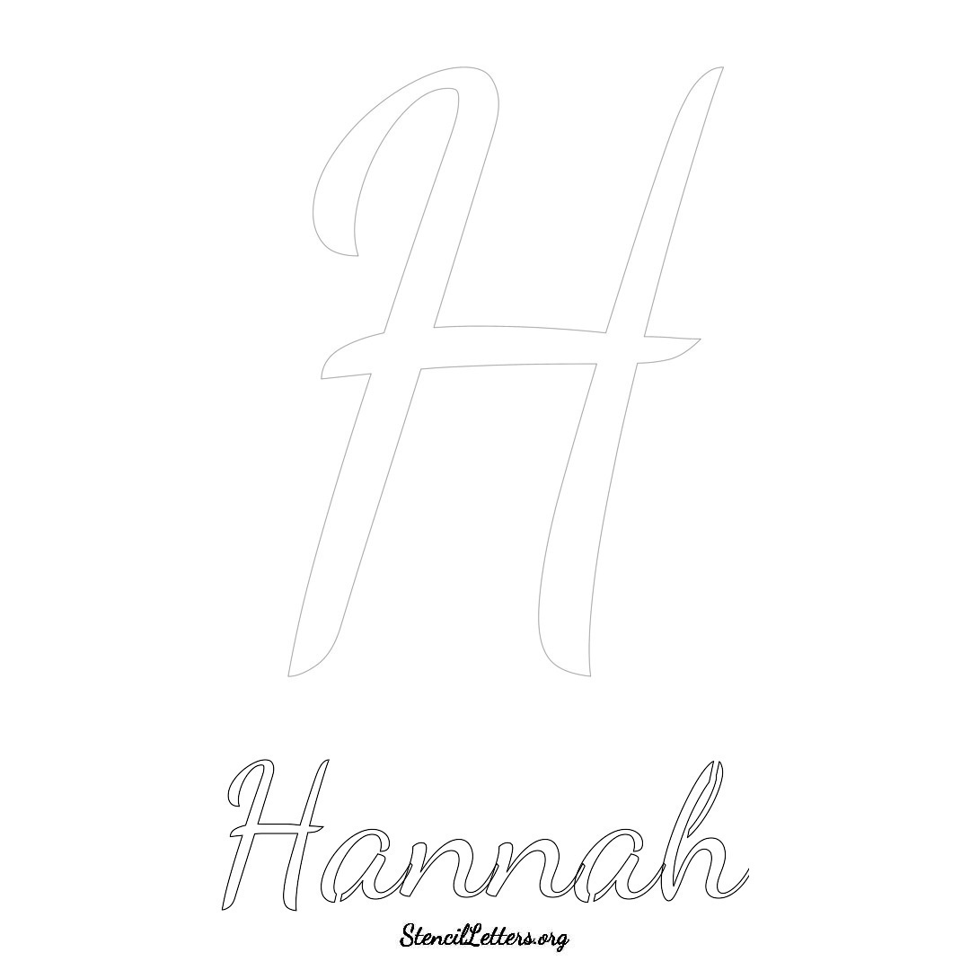 Hannah printable name initial stencil in Cursive Script Lettering