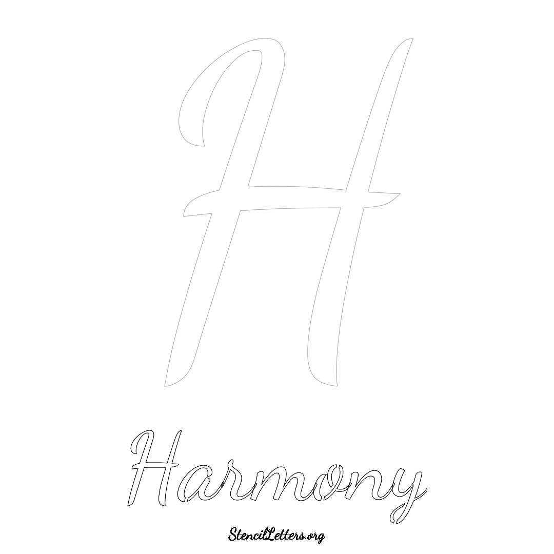 Harmony printable name initial stencil in Cursive Script Lettering