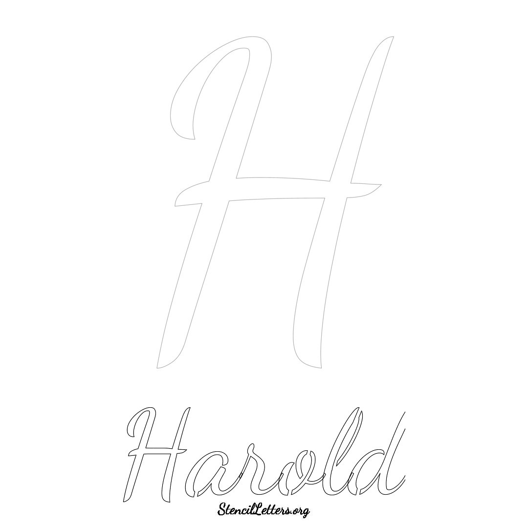 Harold printable name initial stencil in Cursive Script Lettering