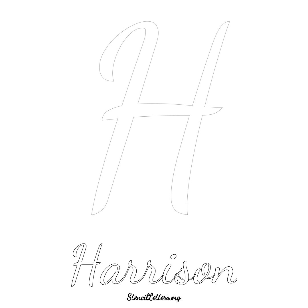 Harrison printable name initial stencil in Cursive Script Lettering