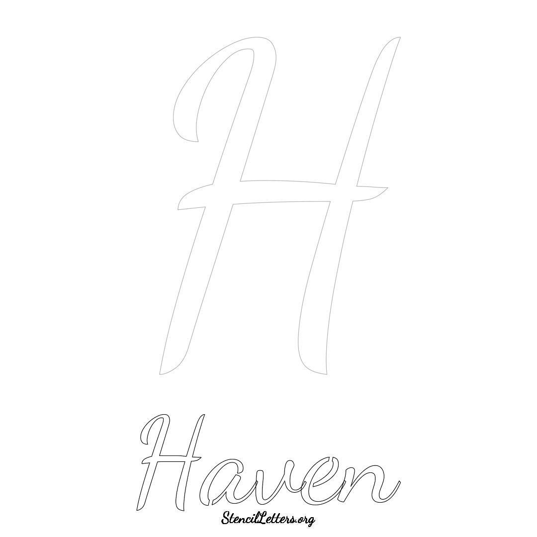 Haven printable name initial stencil in Cursive Script Lettering