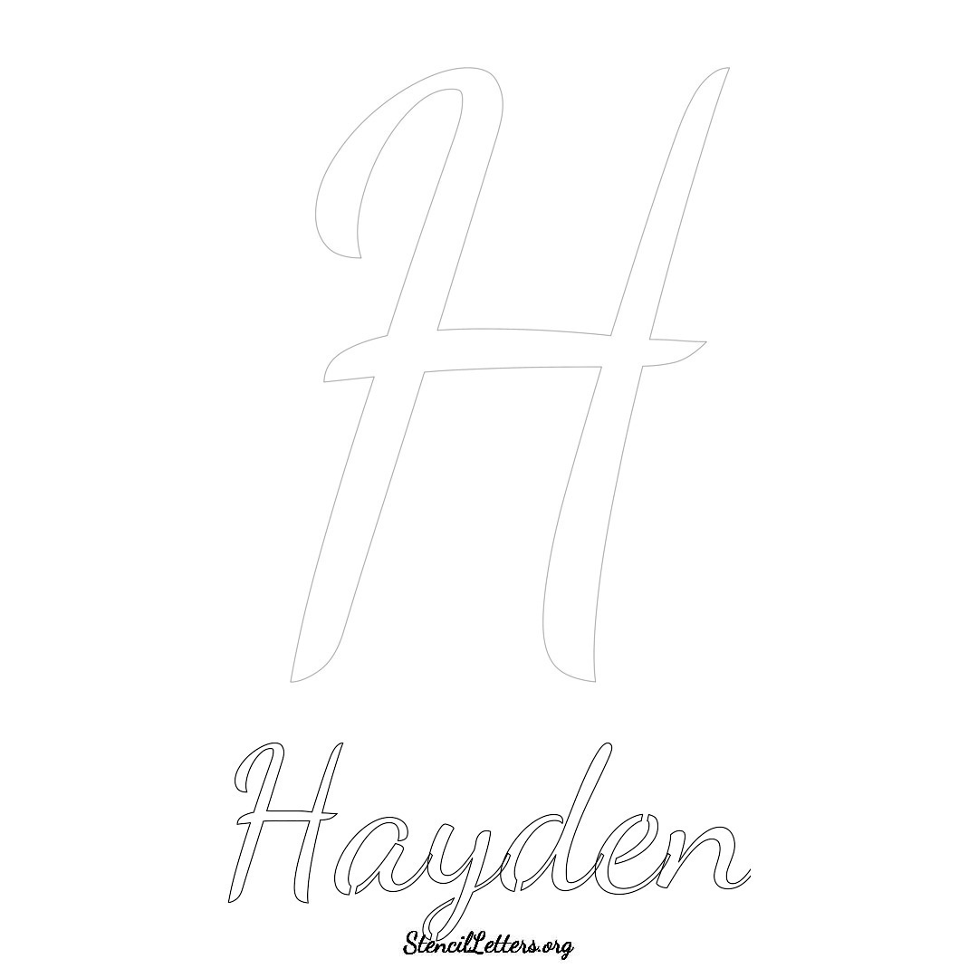 Hayden printable name initial stencil in Cursive Script Lettering