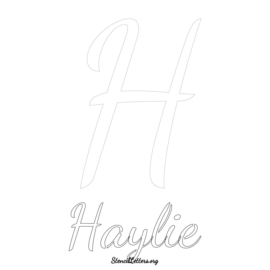 Haylie printable name initial stencil in Cursive Script Lettering