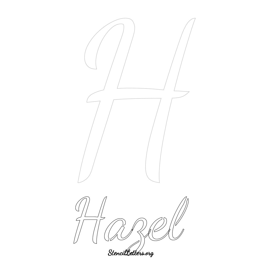 Hazel printable name initial stencil in Cursive Script Lettering
