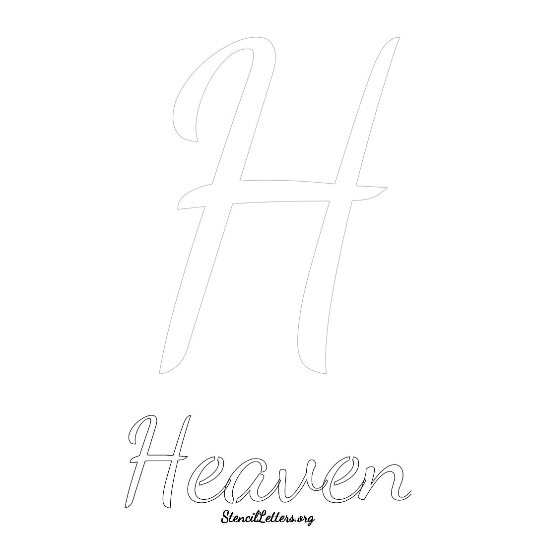 Heaven printable name initial stencil in Cursive Script Lettering