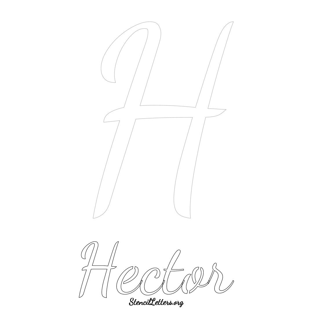 Hector printable name initial stencil in Cursive Script Lettering